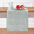 Solino Home 100% Pure Linen Table Runner, 14 x 120 in, Green, Amalfi Stripe by SolinoHome