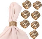 Handcrafted Floral Table Napkin Rings, Gold Tone, Set of 8 by Indtresor