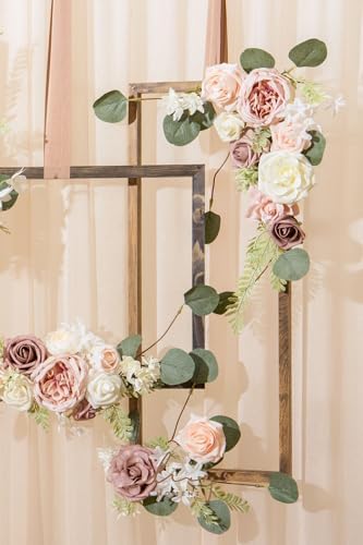 Ling's moment Artificial Pink Flowers Combo, Dusty Rose & Blush, Grand - Image 5