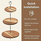 Elsjoy 3-Tier Acacia Wood Cupcake Stand, Large Rustic Dessert Display Tower - Image 4