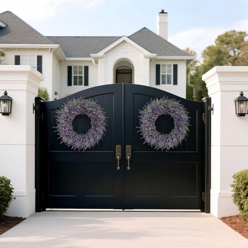 32" Large Artificial Eucalyptus and Lavender Wreath for Front Door(Purple) - Image 3