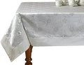 Elegant Embroidered Flower Design Tablecloths - 70" Round - In White by Violet+Linen