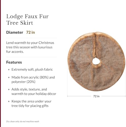 Balsam Hill Lodge Faux Fur Christmas Tree Skirt - Premium Rustic and Luxurious Fur Accents in Brown and Ivory for Tree Decor, Brown, 72" - Image 3