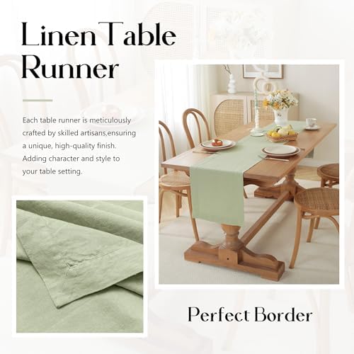 100% Pure French Linen Table Runner (SAGE,14x120 Inch) - Image 7