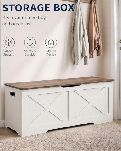 Timberer 47.2" Storage Chest, Wooden Storage Bench, Entryway Shoes Bench - Image 4