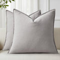 decorUhome Fall Light Grey Linen Throw Pillow Covers 24x24 Set of 2 by decorUhome