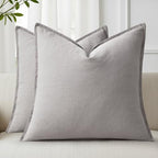 decorUhome Fall Light Grey Linen Throw Pillow Covers 24x24 Set of 2 by decorUhome