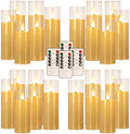 24-Pack LED Flameless Candles(14/16/18cm) with 4 Timers Remote - 3D Flickering Flame, Clear, Perfect Decor for Home & Events. by CAKETYCG