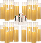 24-Pack LED Flameless Candles(14/16/18cm) with 4 Timers Remote - 3D Flickering Flame, Clear, Perfect Decor for Home & Events. by CAKETYCG