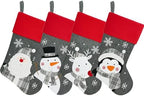 Set of 4, 18" Dia Personalized Gray Christmas Stockings with Embroidery Names, Quality Thick Fleece Material Stockings for Family Decor(Santa Snowman Elk Penguin) - Image 4