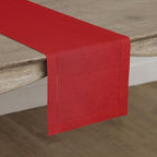 Solino Home 100% Pure Linen Table Runner Red, Classic Hemstitch 14 x 108 in - Image 2