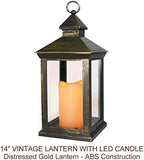 2-PACK 14 Inch Vintage Decorative Candle Lanterns With Timer - IP44 Waterproof Distressed Gold Decorative Outdoor Lanterns Battery Powered - Hanging Decorative Lanterns For Wedding Indoors - Image 2