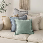 MIULEE Linen Fringe Decorative Lumbar Throw Pillow Covers Aqua Green 12x20 - Image 6