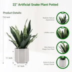 Fake Snake Plant 22" Tall, Realistic Touch Leaves, Potted Artificial Plants Indoor for Home Decor Small Office Home Living Room - Image 2