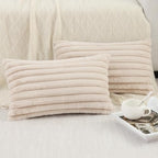 Pallene Faux Fur Decorative Throw Pillow Covers 12x20 Set of 2, Apricot - Image 6