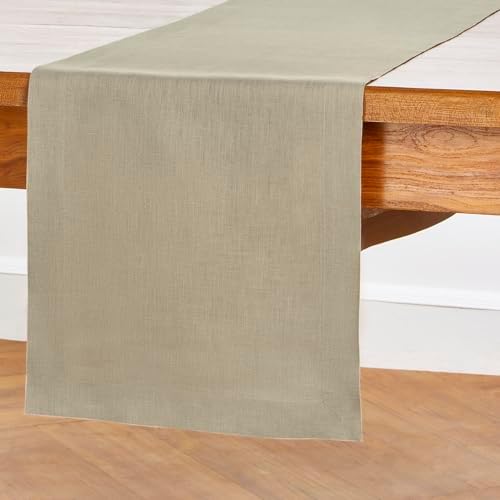 Solino Home 100% Linen Dining Table Runner Khaki Woven, Fete 14 x 72 in - Image 5