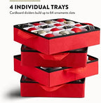 Zober Christmas Ornament Storage Box - Stores 64 Ornaments - Non-Woven, Tear- Proof Christmas Ornament Storage Containers - 3 Inch Cube Compartments - Red - Image 3