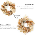 MUMTOP 22" Fall Wreath Wheat for Front Door, Harvest Thanksgiving Decor - Image 3