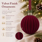 Pinkunn 24 Pcs Velvet Burgundy Christmas Ball Ornaments 2.36 Inch - Image 4