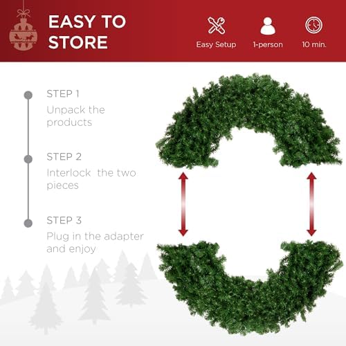 Best Choice Products 48in Large Artificial Pre-Lit Fir Christmas Wreath Holiday Accent Decoration w/ 250 Multicolor Lights, 714 PVC Tips - Image 6