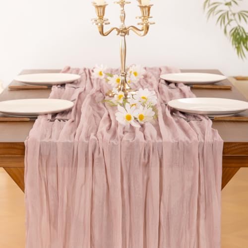 Pink Cheesecloth Table Runner Fall Boho Wedding Birthday Party Home Decor - Image 5