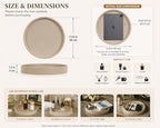 KINGFOM Round Decorative Tray, PU Leather Vanity Tray Organizer with Gold Trim for Dresser, Coffee Table & Bathroom Counter, Modern Home Decor Jewelry & Perfume Tray for Men Women (Beige) - Image 2