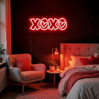 XOXO Neon Sign, Red 16.9"x 6.5" LED Light with Heart Accents Dimmable - Image 7