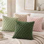 Pallene Christmas Forest Elf Throw Pillow Covers 26x26 Set of 2, Soft Plush Faux Fur Decorative Couch Pillow Covers for Sofa Bed Living Room Pillow Cases with 3D Diamond Pattern - Image 2