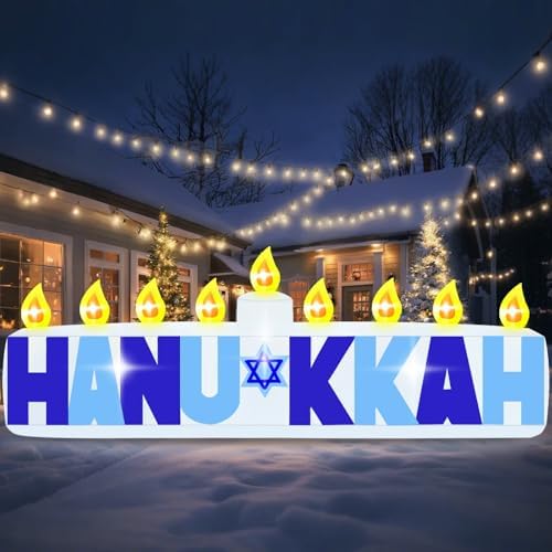 8FT Long Hanukkah Inflatable Candle Outdoor Decoration with LED Lights by Danxilu