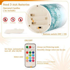 Silver Winter Teal Turquoise Snowflakes Christmas Flickering Flameless Candles Battery Operated with Remote Timer,Tea Light Candles LED Pillar Votive Candles set of 2 for Outdoor Indoor Decorations - Image 4