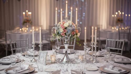 20.3'' Tall 5 Arm Candle Holder Centerpiece for Table, Metal Candelabra Candle Holder, Retro Candlestick Table Centerpieces for Party, Events, Home, Wedding Decor (1Pc, Silver) - Image 6