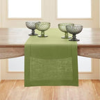 Solino Home 100% Pure Linen Table Runner Moss Green Hemstitch, 14 x 108 in by SolinoHome