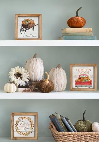 Set of 3 Rustic Wood Frames for Shelf, Mantel or Tiered Tray Decor - 36 Interchangeable Seasonal Home Signs for 4 Seasons & Holidays, 7x7 in - Image 3