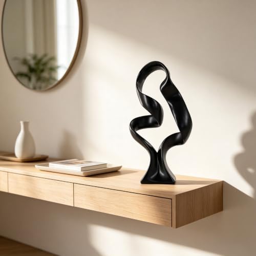 15" Modern Abstract Ribbon Decorative Sculpture, Knot Sculptures,Home Decor,Coffee Table Statues,Dining Living Room Desk Decor（Black） - Image 7
