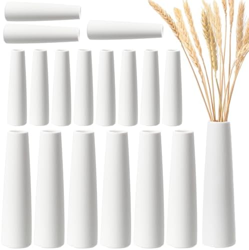 18 Pieces White Ceramic Vases for Flowers, 7.09" Tall, Modern by Unknown