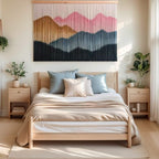 ARADNEO Large Macrame Wall Hanging Boho Dip-Dyed Home Decor Cotton yarn Tapestry Woven Wall Art for Bedroom, Living Room, Headboard or Fireplace (Pink) - Image 4
