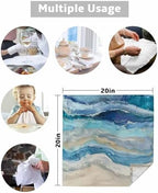 Blue Coastal Cloth Napkins Set of 8, Holiday Napkins for Baby Shower, Spring Summer Ocean Beach Nautical Sea Wave Washable Reusable Dinner Napkins for Cocktail Wedding Party, 20 x 20 Inch - Image 5
