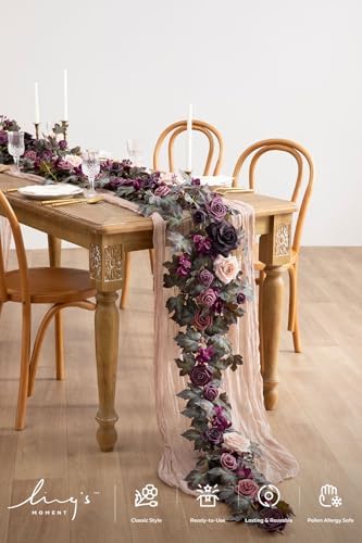 Ling's moment Deep Purple Artificial Flower Garland Wedding Arch 6 FT - Image 2