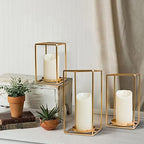 HPC Decor 3PCS Gold Metal Lanterns Decorative- 7in 9in 11in Candle Lantern Holders for Home Decor- Modern Farmhouse Lantern Decor for Wedding Table Centerpieces,Living Room,Dining Room,Party,Holiday. - Image 7