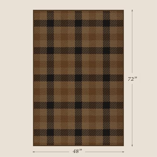 Brown and Black 4x6 Easy Jute Rug for Large Entryway - Neutral Dark Rug with Rubber Backing for Living Room, Checkered Decor for Entrance, Kitchen, Earthy & Coffee Rustic Accent - Image 2