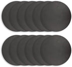 Morgan Faux Leather Round Set of 12 Placemats, 15", Black, Heat Resistant, Stain Resistant, Non-Slip, Reversible, Durable Table Mats for Kitchen, Dining Table, Indoor Washable Use - Image 2