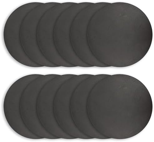 Morgan Faux Leather Round Set of 12 Placemats, 15", Black, Heat Resistant, Stain Resistant, Non-Slip, Reversible, Durable Table Mats for Kitchen, Dining Table, Indoor Washable Use - Image 2
