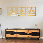 iwa concept Subhanallah Alhamdulillah Allahuakbar Triple Set Wooden/Acrylic Islamic Wall Decor, Tasbeeh Islamic Calligraphy Art, Room Decor Gift for Muslims at Ramadan Eid (16 x 16 Inches, Gold) - Image 3