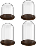Suclain 4Pc Glass Dome Cloche with Wood Base, Brown, 4.3/5.1/5.9/6.7 x 3.8 by Suclain