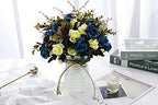 Artificial Flowers with Vase Faux Flower Arrangements for Table Decor Table Centerpieces for Dining Room-Navy Blue - Image 3