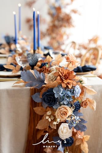 Ling's moment Navy Blue Artificial Flower Garland Wedding Arch 9 FT - Image 6