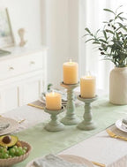 Wood Pillar Candle Holder: Distressed Sage Green Candle Stand - Image 3