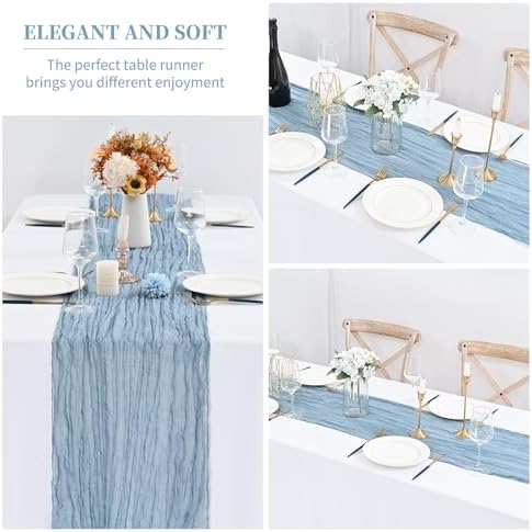 12 Pack Dusty Blue Cheesecloth Table Runner,20x120 in Table Runner - Image 5
