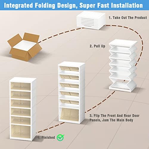 Foldable Storage Box - Clear Stackable Shoe Organizer with Lids - Large 6 Layer Shoe Rack Cabinet - Image 4