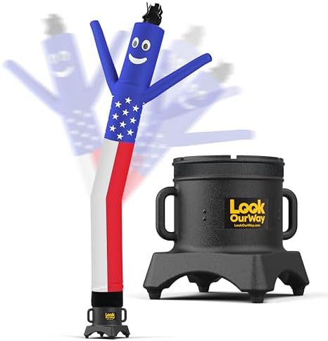 LookOurWay Air Dancers Wacky Waving Inflatable Tube Man Set - 10 Feet Tall Inflatable Dancing Man with Blower - American Flag by LookOurWay